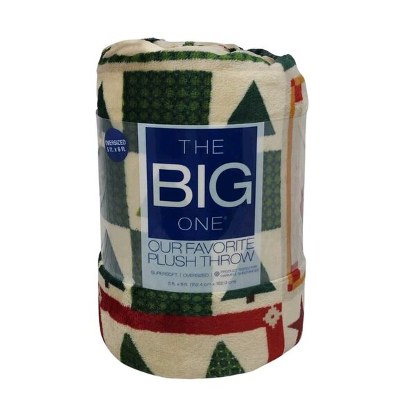 The Big One Oversized Holiday Plush Throw Blanket Truck Grid 6'x5' or 60"x72" - Picture 1 of 10